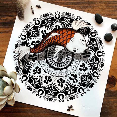 Post anything from your favourite piece of pen & ink art to questions about how to improve your style. Koi Fish Zen Garden Mandala Fine Art Print - Pen & Ink and ...