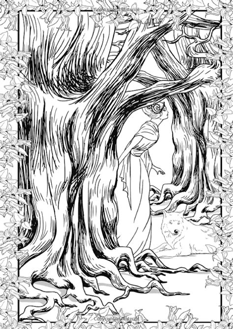 Fairy enchanted forest coloring pages. Art Therapy: The Enchanted Forest: 100 Designs Colouring ...