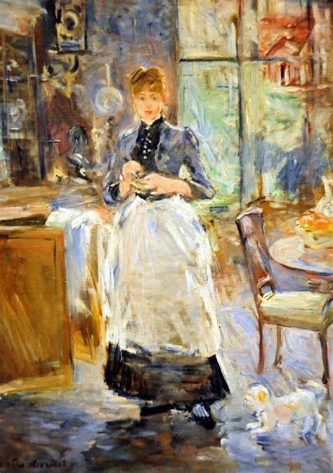 How do morisot's brushtrokes make you feel about the portrait? Berthe Morisot - In the Dining Room, 1886 | Berthe morisot ...