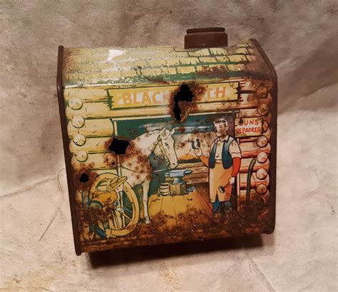 For collector, decorator or log cabin syrup on pancakes lover. Towle's Log Cabin Syrup Tin Blacksmith 1950s | Collectors ...