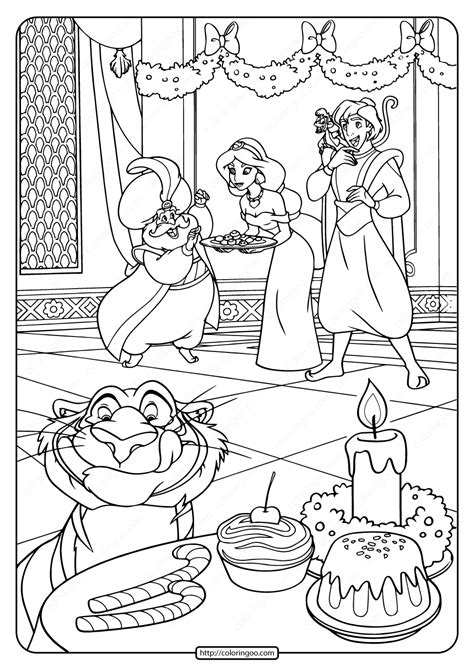 This coloring page shows aladdin and jasmine meeting in the marketplace for the very first time. Printable Sultan Aladdin and Jasmine Pdf Coloring Page ...