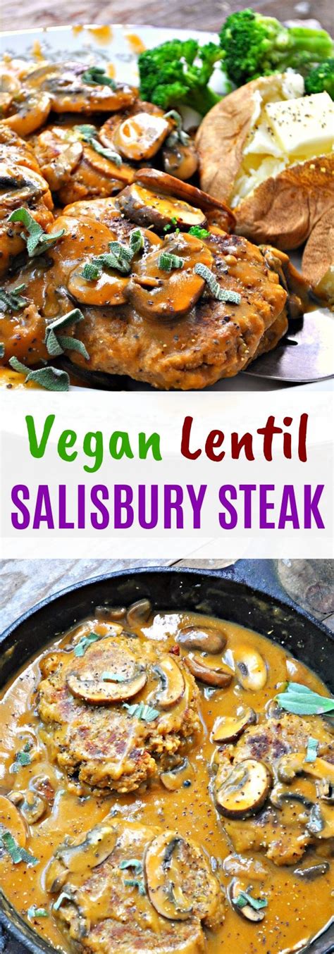 The onion grating / soaking breadcrumbs will make your patties extra tasty and tender, and the mushroom gravy is made extra delicious by cooking the salisbury steaks in the gravy! Vegan Lentil Salisbury Steak | Vegetarian salisbury steak ...