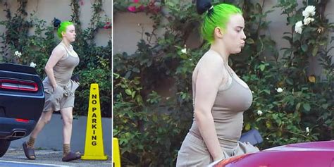 The grammy winner opened up about the october day where she decided to forgo her. Billie Eilish Displays Curves In Tight Tank Top In Rare ...