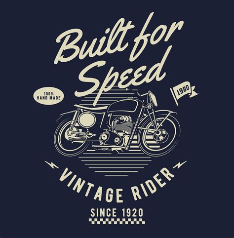 ✓ click to find the best 52 free fonts in the motorcycle style. Vintage motorcycle design with Built for Speed text ...