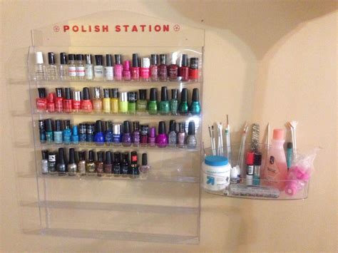 How to make glitter nail polish: Do it yourself nail polish station. Just bought the shelves and a makeup caddy. | Makeup caddy ...