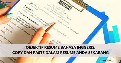 Assalamualaikum dan selamat sejahtera update : Objektif Resume Bahasa Inggeris. Copy Dan Paste Dalam ...