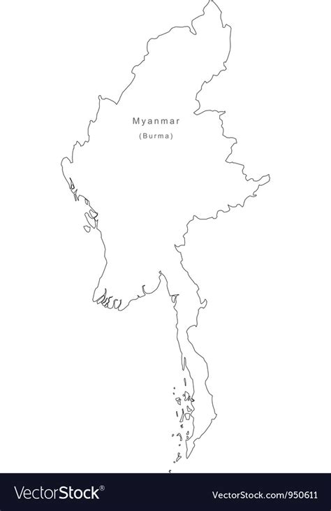 Pngtree offers myanmar map png and vector images, as well as transparant background myanmar map clipart images and psd files. Black White Myanmar Outline Map Royalty Free Vector Image