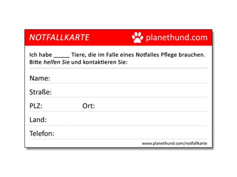 Habe gerade 3 notfalldosen notflalkarte auch wenn es die. Notfallkarte für Tierhalter | Hundezubehör | Planet Hund