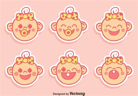 Cute Baby Face Expression With Ribbon Vector 141924 ...