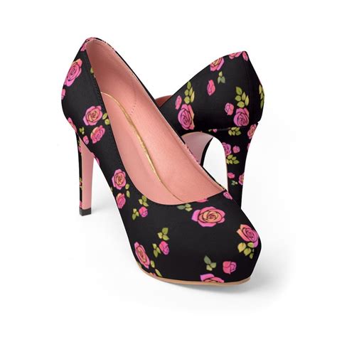 For example, a floral sweater dress might be worn with tights, cowgirl boots, a long, beaded necklace or scarf and a headband for a daytime shopping excursion. Black Pink Floral Pattern Women's Platform Heels | Heels ...