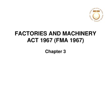 To explain 4 health regulations under fma 1967 (PDF) FACTORY MACHINERY ACT 1967 AT A GLANCE: Part 1 | Dr ...