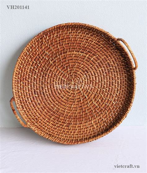 Nordic style vietnamese autumn rattan woven storage tray feature: VH201141-woven rattan serving tray - Vietnam Handicraft Co ...