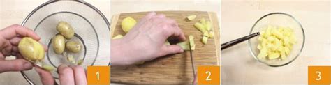Una volta cotte, schiacciate le patate. Ricetta Schiacciate con insalata di patate all'Asiago - La ...