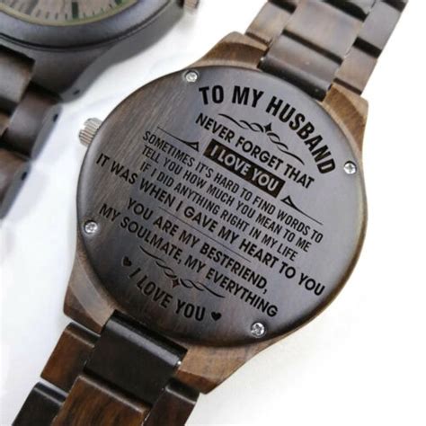 I promise that i'll be with. To My Husband tell you Engraved Link Wooden Wristwatch ...