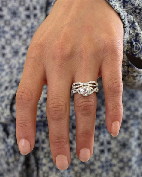 Beautiful and affordable wedding ring sets. 18K White Gold Entwined Halo Diamond Bridal Set (1/2 ct ...