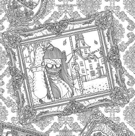 A very complex coloring book for girls with flowers, patterns, a frame and thousands of small details. The Beauty of Horror 2: Ghouliana's Creepatorium: Another ...