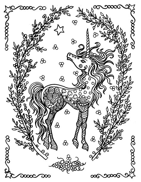 Coloring book page of unicorn party for adult.vector illustration.handdrawn.doodlestyle. Unicorn by deborah muller | Myths & legends - Coloring ...