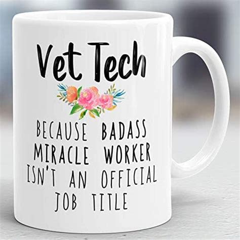 The smiling vet is holding up a syringe on one hand and a pet on the other, with a stethoscope round his neck. Amazon.com: Vet Tech Mug, Vet Tech Gift, Vet Tech Graduation Gift, Veterinarian Mug ...