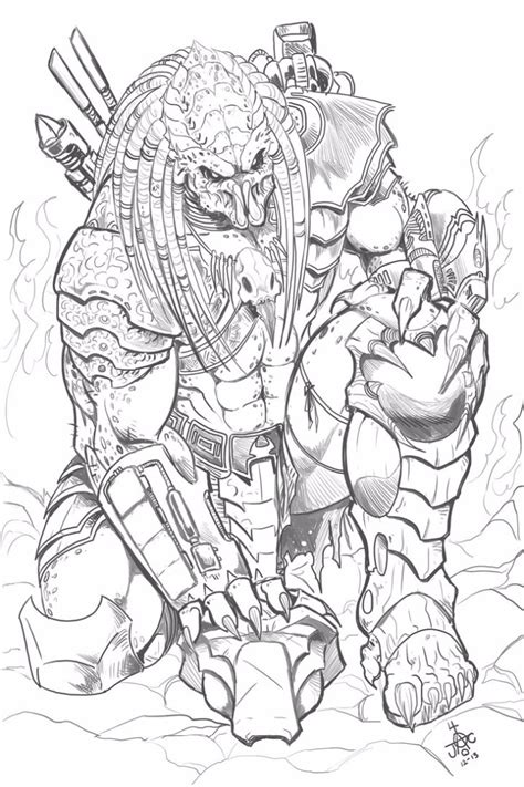 This is a scan of my predator page which has been painted and pastelled. Predator coloring pages