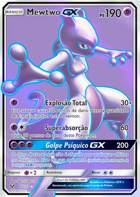 Ce coloriage et dessin de pokemon pour les enfants est gratuit à imprimer et à colorier. Carta Pokémon Mewtwo Gx 72/73 Lendas Luminescentes - R ...