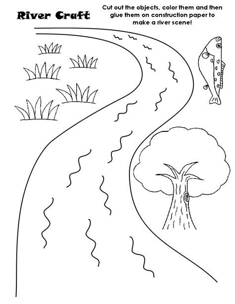 More 100 images of different animals for children's creativity. River (Nature) - Printable coloring pages
