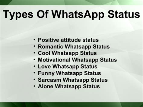 Here are the cool status for whatsapp.i am sure that your friends will like these whatsapp status.you can checkout the best cool it whatsapp train your mind to see good in everything… in my house i'm the boss, my wife is just the decision maker…! Best Things About Whatsapp Status