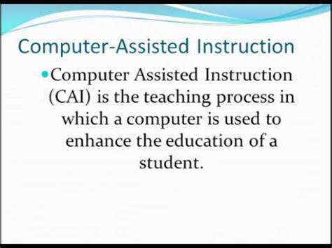 Computer aided instruction thesis example for essay on road accident in bangladesh the researchers interpretations of human life and struggle in class who started the autoethnographic. Computer Assisted Instruction (CAI) - YouTube