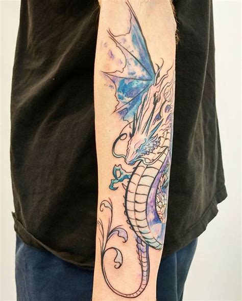 Made by tattoo people toronto tattoo artists in toronto, canada region. Watercolor dragon on the forearm by Alex (@lord_lexan ...