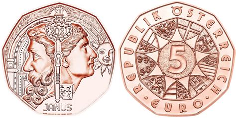 Pentru prima oară în istoria competiției. Austria 5 Euro 2021 Janus Copper - Austria - Country ...