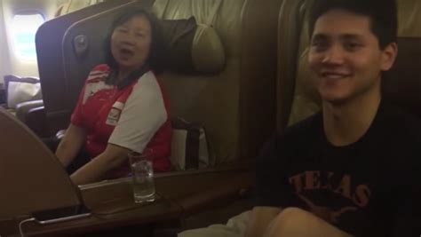 Phelps with schooling after the 100 metres butterfly final. Joseph Schooling on Singapore Airlines with his mother ...