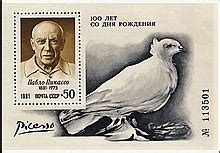 Picasso's white pigeon, which symbolizes freedom, becomes the emess' war pigeon. Pablo Picasso - Wikipedia