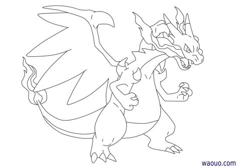 Imprime tes coloriages préférés de pokemon ou choisis d'autres héros à colorier dans la rubrique coloriage de coloriez.com ! Coloriage Mega-Dracaufeu X à imprimer