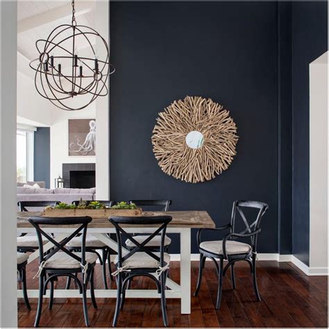 From navy to turquoise, here's how to for a sophisticated feel, go for mid to dark tones of blue on the wall that will really envelop a room. Living Room Black And Blue Painting in 2020 | Minimalist dining room, Dining room blue, Dining ...