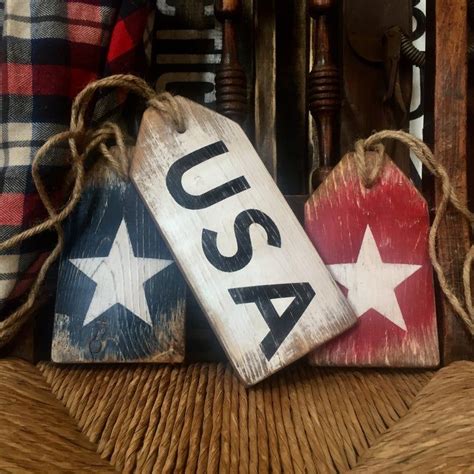 4.0 out of 5 stars 31. USA Wood Tags Patriotic Decor 4th Of July Decor Wood ...