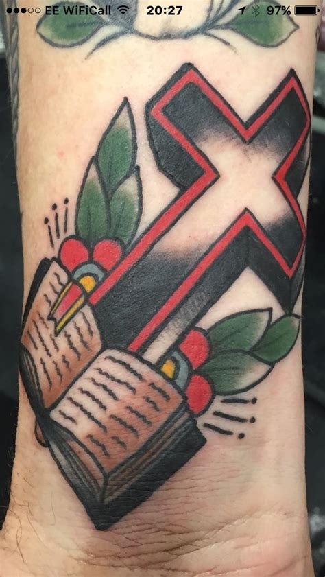 Some people get a cross to express their religious feelings, while other people may just like the design or give a personal symbolic meaning to their tattoo. Pin on American Traditional Cross Tattoo