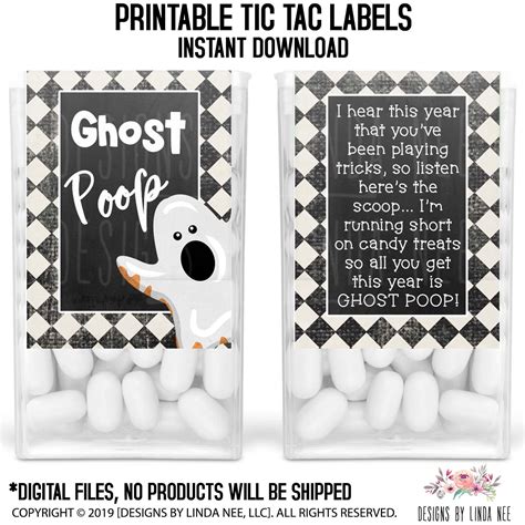 Tic Tac GHOST Poop Printable Halloween Labels DIY Halloween | Etsy