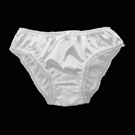 WHITE SATIN FRILLY Sissy Panties Bikini Knicker Underwear Briefs Size 6