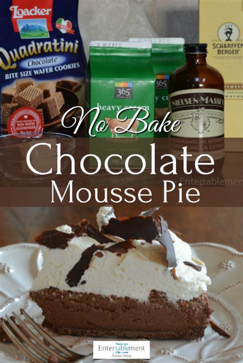 Sweet mousses are typically made with whipped egg whites, whipped cream,2 or both, and flavored with one or more of chocolate, coffee taste magazine. No-Bake Chocolate Mousse Pie - Entertablement