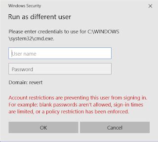 Possible reasons are blank passwords not allowed, logon hour restrictions, or a policy restriction has been 1. Network Security Memo - Info Security Memo