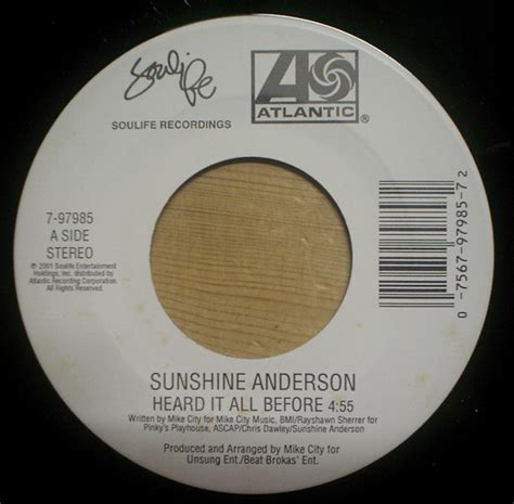 Heard it all before track info. Sunshine Anderson - Heard It All Before (2001, Vinyl ...