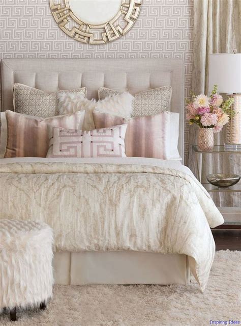 The room also excludes a feminine look with the combination of the beautiful wallpaper, the gorgeous mirror, and a slight contrast in. Ivory and pink! | Bedroom design, Luxurious bedrooms, Home ...