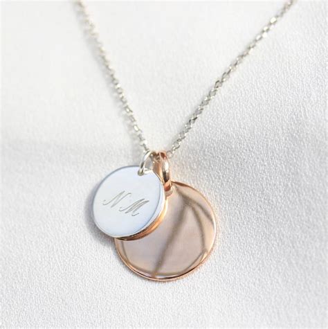 Rose gold and silver necklace. rose gold and silver disc necklace by molly & pearl ...