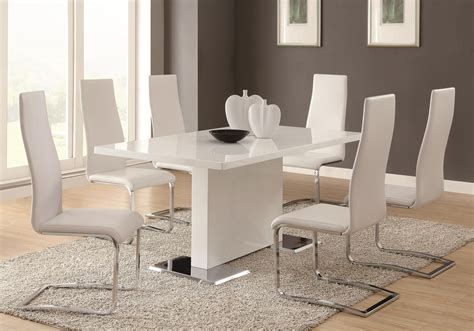 A typical dining room set comes with a dining table and dining chairs. Coaster Modern Dining 100515WHT White Faux Leather Dining ...