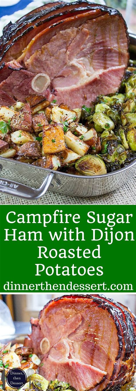We may earn commission from the links on this page. Campfire Sugar Ham with Dijon Roasted Potatoes Cured and ...