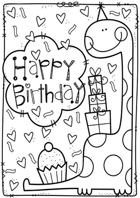 Happy birthday card with kawaii dinosaurs, cakes, bunting flags and confetti. Pin on Holiday & Celebration Coloring Pages & Clipart