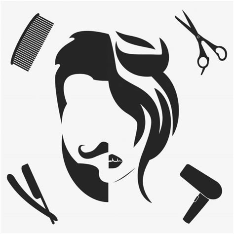 Coiffure homme noir avec dessin. Vecteurs pour Logo coiffure, Illustrations libres de ...