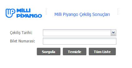 Milli piyango, çılgın sayısal loto ve süper loto çekiliş sonuçlarını sorgula ve ne kadar kazandığını hemen öğren. Milli Piyango çekilişi bilet sorgulama 28 Şubat çekilişi