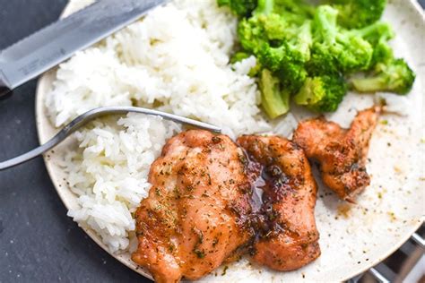 These boneless chicken thighs are crazy popular in our family, especially with the kids. Baked Boneless Chicken Thighs (sweet) - Courtney's Sweets