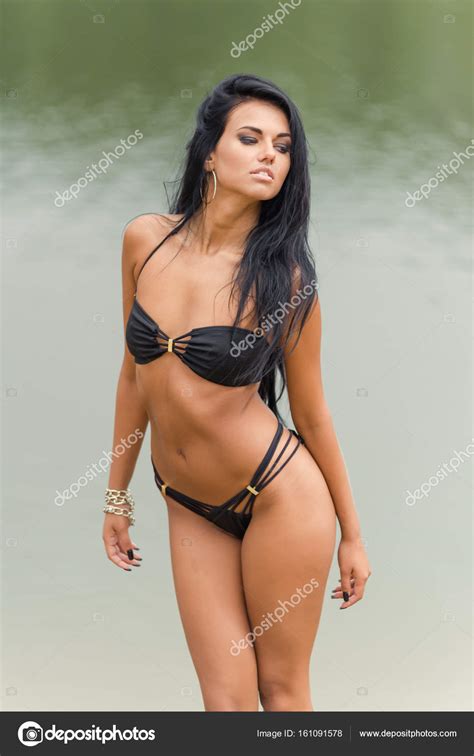 3d hair models for download, files in 3ds, max, c4d, maya, blend, obj, fbx with low poly, animated, rigged, game, and vr options. Beautiful dark-haired girl posing on the beach in a black ...