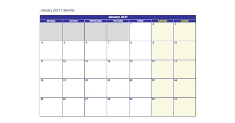 Click on one of the links below to download the 2021 excel calendar template for that paper size of your choice. Editable January 2021 Calendar Excel - 2021 Calendar